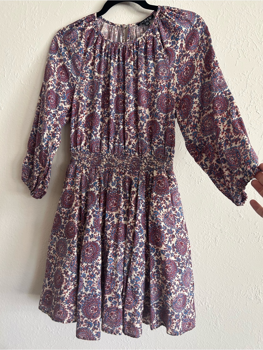 Whimsigoth Peasant Paisley Linen Dress - J.Crew Purple Boho Mini Pockets M
